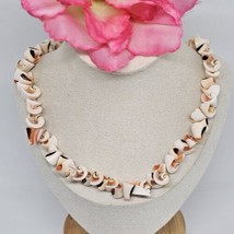 Hawaii Men Women White Pink Curly Puka Shell Necklace 17&quot; Surfer Jewelry - £10.21 GBP