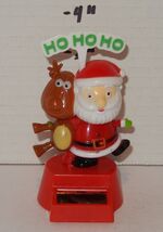 Solar Powered Dancing wobbling Santa Reindeer Christmas Holiday Red Whit... - $13.83 CAD