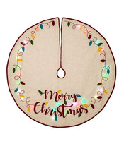 GLITZHOME LED Embroidered Linen Christmas Tree Skirt 48&quot;- Merry Christma... - £35.91 GBP