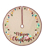 GLITZHOME LED Embroidered Linen Christmas Tree Skirt 48&quot;- Merry Christma... - £35.96 GBP
