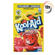 12x Packets Kool-Aid Strawberry Lemonade Flavor Soft Drink Mix | Caffeine Free - £7.68 GBP