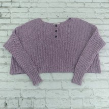 American Eagle Sweater Womens Small Purple Long Sleeve Cropped Henley Pullover - £19.68 GBP