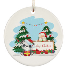 Merry Christmas Cute Panda And Santa Ornament Xmas Gift Decor For Animal Lover - £11.78 GBP