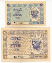 India, Gandhi Khadi Issue, Samrak Nidhi 50, 10 Rupees, 1950, Set 2, UNC-... - $6.96