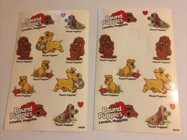 Pound Puppies stickers Vintage 2 pages 1980s Sticker Book Fun! Genuine - £15.45 GBP