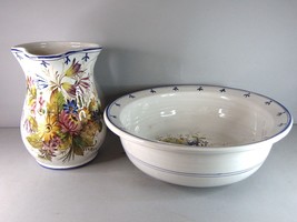 Vintage Estate Decorative Floral Porcelain Wash Basin &amp; Pitcher by A.Z N... - £38.76 GBP