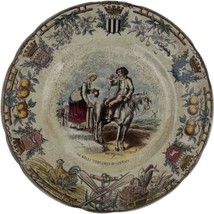 Antique French Sarreguemines Plate La Bolee Costumes De Lenrick Types Br... - $21.29