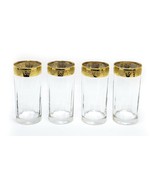 Set of 4 Mid Century Modern Tumbler Glass Gold Rim Trim Ornate MCM Vinta... - £43.49 GBP