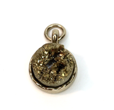 Small Round Metallic Gold Tone Druzy Pendant Charm for Necklace - £11.06 GBP