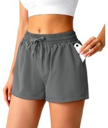 Womens Quick Dry Running Shorts, High Waisted Athletic Shorts (Grey,Size:S) - £14.43 GBP