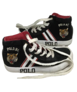 RL Ralph Lauren POLO High Tops Sneakers Shoes Children 13 Black Red Tige... - £25.54 GBP