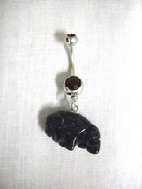 NEW CARVED BLUE GOLDSTONE GEMSTONE BUFFALO TATANKA BEAD DBL PURPLE CZ BE... - $8.50