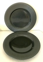 Dansk Rondure Charbongrey 2 Salad Plates 9.5&quot; Grey w/ Ribbed Rims Japan EUC - $8.99