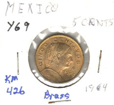 Mexico 5 Centavos, 1972, Brass, KM 427 - £0.79 GBP