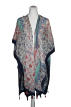 Moss Rose Women&#39;s Kimono Beach Cover up  Bohemian Floral Tassels One Siz... - £14.37 GBP