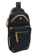 Vagarant Traveler Cotton Canvas Travel Chest Pack CK85.Black - $43.00
