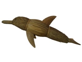Handcrafted Folk Art Dolphin Corn Husk Reed Wood 25”L X 9”H Tail Issues - £16.23 GBP