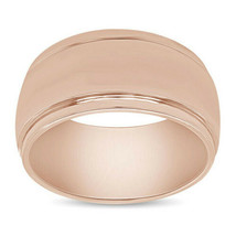 Comfort-Fit Polished Wedding Men&#39;s Band Ring 14K Rose Gold Over 925 Silver 10MM - £82.20 GBP