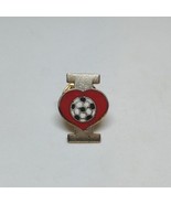 Vintage I Love Soccer Ball .75&quot; Gold Tone Lapel Hat Pin - $100.87 MXN