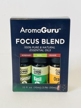 AromaGuru Focus Blend - Set of 3 - 100% Pure &amp; Natural Essential Oils - £12.36 GBP