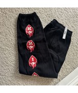 VICTORIA’s SECRET PINK Ivy Fleece Campus Sweatpants Medium Black Heart F... - $39.55