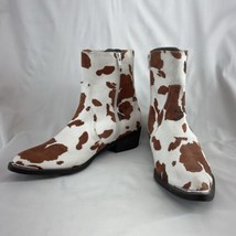 Arider Girl Brown/White Cow Print Women&#39;s Ankle Zip Boots Size 9 - £29.37 GBP