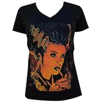 Lowbrow Art Monster Love Black V-neck Tee Tattoo Frankenstein&#39;s Bride S-... - £22.38 GBP