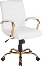 Flash Furniture Whitney Mid-Back Desk Chair - White, Swivel Arm Chair. - £132.69 GBP