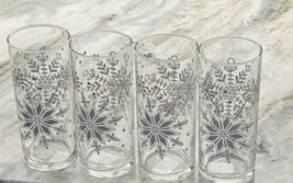 Cristar Lexington Christmas Cooler Glasses 4 16.5 oz Deco Glittering Snowflakes - $45.42