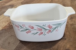 Corning Ware Casserole Dish ROSEMARIE Pink Tulip 1.5 Liter without Lid - $15.00
