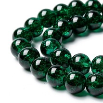 Crackle Glass Beads 8mm Dark Green Veined Bulk Jewelry Supplies Mix Uniq... - $2.76