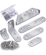  350PCS Stainless Steel L Brackets &amp; Corner Plates w/ Screws for Wood Re... - €37,33 EUR