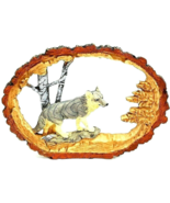 Wolf In The Woods With Wood Look Circle Frame 7&quot; X 5 1/2&quot; x 1 1/2&quot; Resin - $260.99 MXN