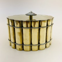 Elegant Brass Trinket Box With Scalloped Edge With Hinged Lid - $32.80