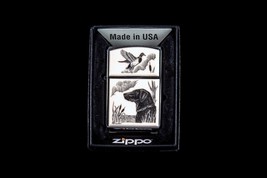 Sharp  Scrimshaw Black Lab Hunting Dog  Emblem Zippo Lighter  DS - £71.52 GBP