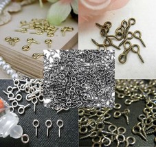 Screw Eye Pin Bails Beautiful Gold/Silver/Bronze Plate/Dull Silver 6x13 ... - $2.69+