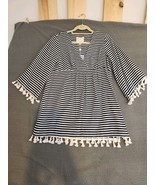 STS Sail to Sable Nautical Blue &amp; White Striped Tunic Tassel 100% Cotton... - $67.91 CAD