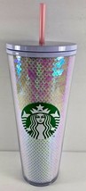 STARBUCKS Christmas Holiday 2020 White Sequins 24 oz Tumbler - £30.96 GBP