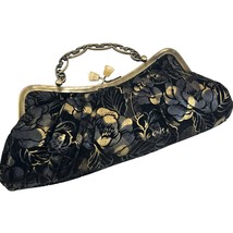 Max Mayer Handbag Purse Black Gold Size M Antique Floral Evening Vintage - £42.75 GBP