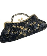 Max Mayer Handbag Purse Black Gold Size M Antique Floral Evening Vintage - £41.97 GBP