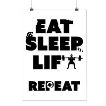 Eat Sleep Lift Gym Sport Gym Weight Matte/Glossy Poster A0 A1 A2 A3 A4 | Wellcod - £6.25 GBP+