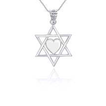 925 Sterling Silver Star of David Heart Pendant Necklace - £19.08 GBP+