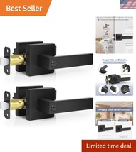 Stylish Keyless Locking Door Levers - 2 Pack Matte Black for Bedrooms &amp; ... - $37.50