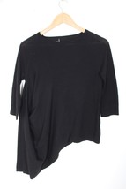 Theory P Petite Nali Preen Black 100% Wool Drape Side 3/4 Sleeve Sweater - £23.90 GBP