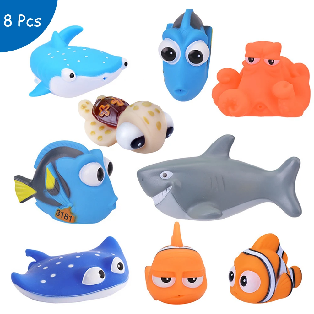 Baby Bath Toys Finding Nemo Dory Float Spray Water Squeeze Toys Soft Rubber - $15.67+