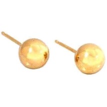 2 14K Yellow Gold Ball Studs Earrings Jewelry Piercing 6mm - £18.56 GBP