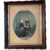 19th Century Watercolor Painting Victorian Woman Girl Seated With Bible Realism - £185.62 GBP