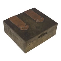 Antique Chinese Brass &amp; Copper Strap Handmade Box Mixed Metal Stamped China - $119.12 CAD