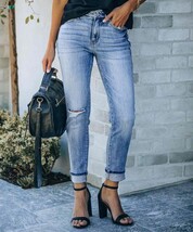 NXH Light Blue Distressed Cuff Skinny Jeans Size XL - $14.82