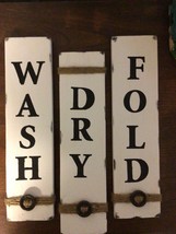 Wash, Dry, Fold Laundry Signs, Laundry Room signs, Farmhouse wooden signs, Distr - £15.77 GBP